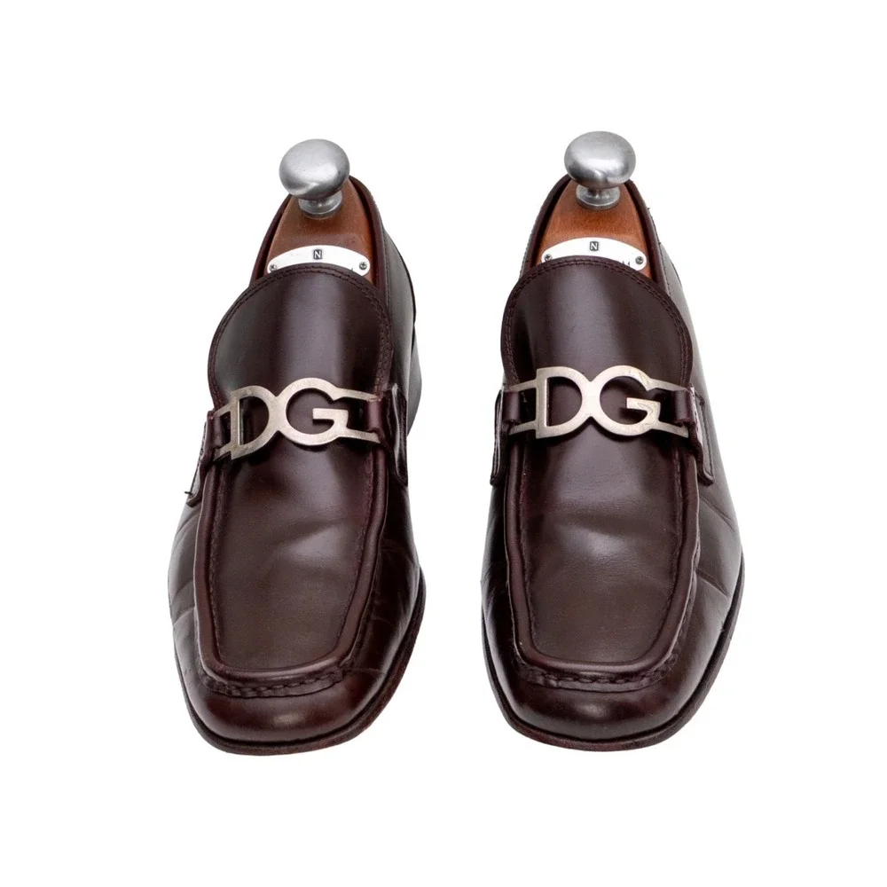 Dolce & Gabbana DG Logo Loafers Mens US 9 EU 42 Burgundy Leather Italy Size 8